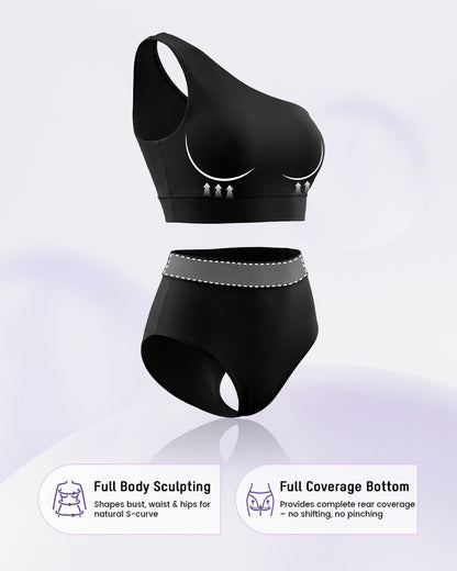Women's High-Waist One-Shoulder Tummy Control Bikini Set