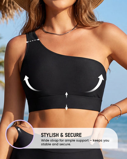 Women's High-Waist One-Shoulder Tummy Control Bikini Set